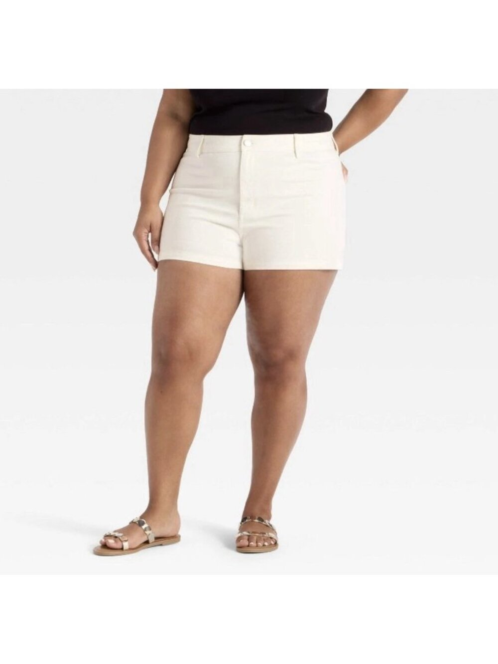 Womens 3" Sailor Shorts High Rise Fitted Hips Universal Threads White Size 22